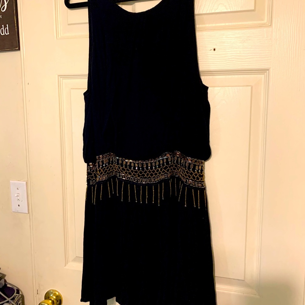 Free People Black Skort Dress Gold embellishments